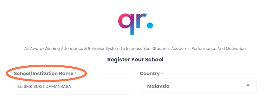 Masukkan nama sekolah di 'School/Institution Name'.