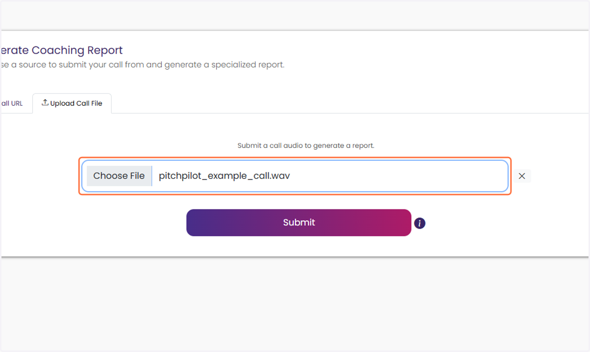 Click Choose File and select the audio file you would like to upload