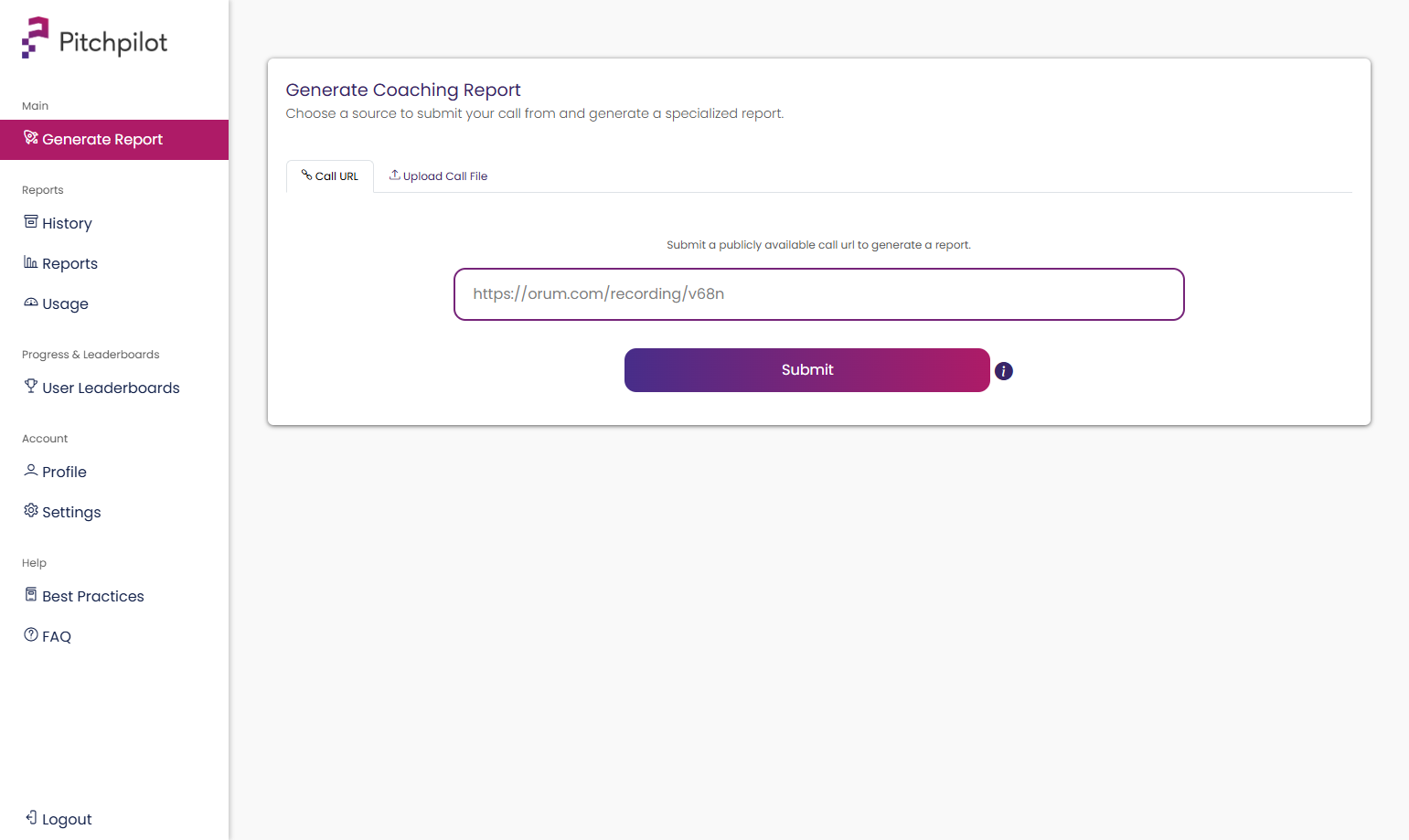 Navigate to the Generate Report page