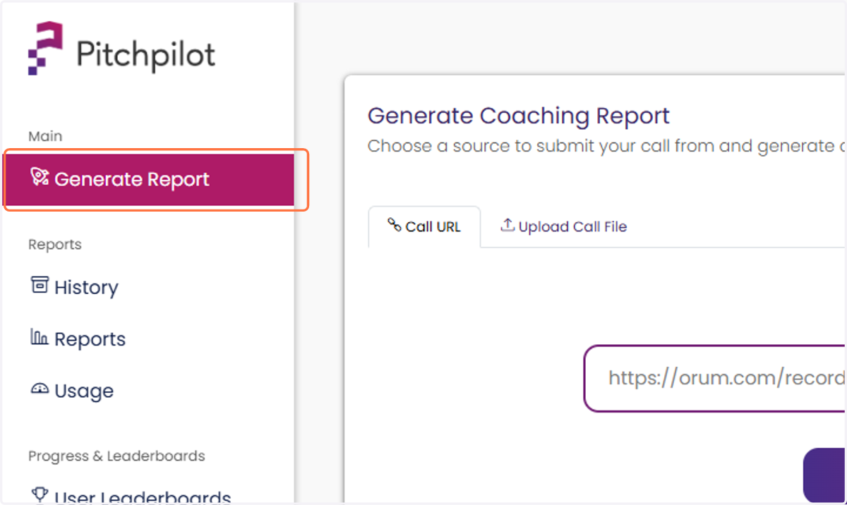 Navigate to the Generate Report page