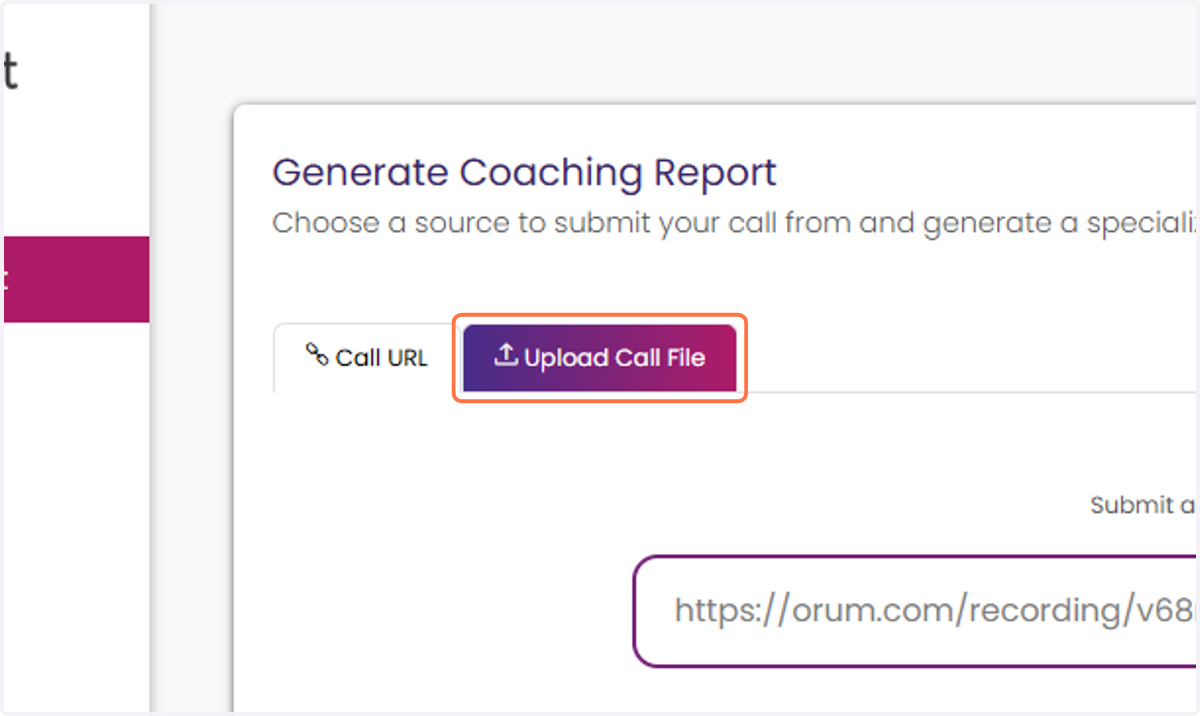 Select the Upload Call File tab