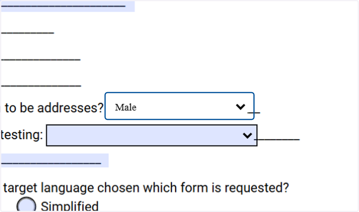 Continue down the form filling out and answering the questions listed.