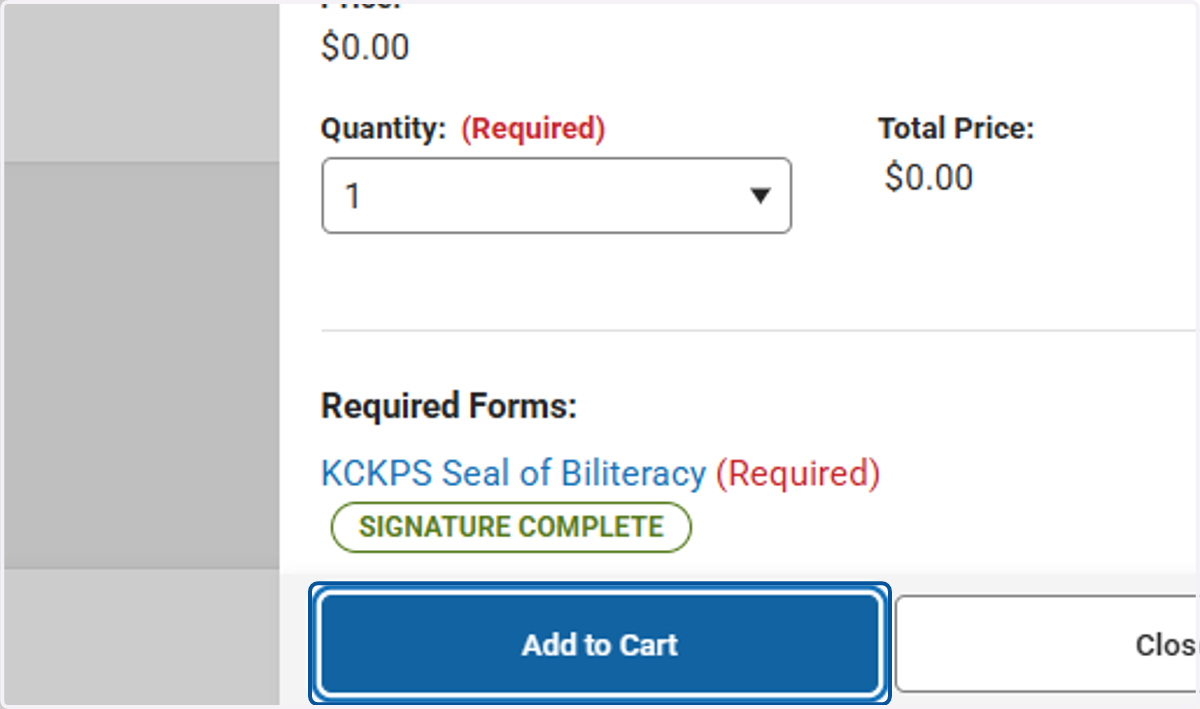 You will have to "Add to Cart" to complete the process