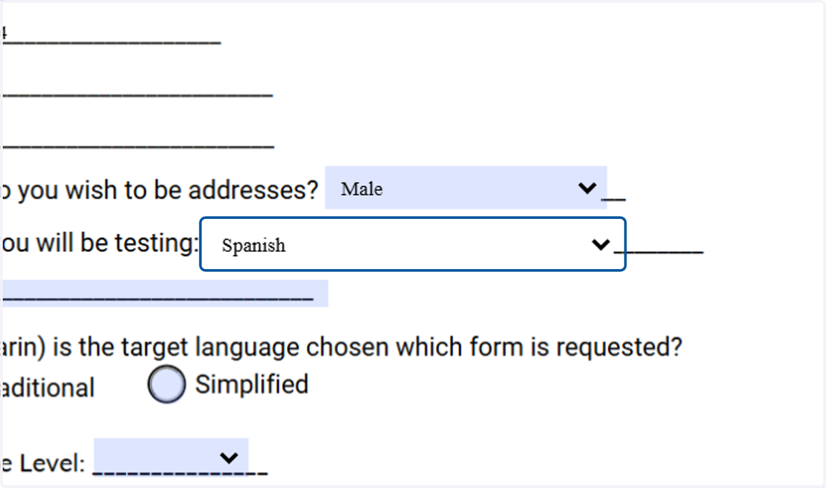 Continue down the form filling out and answering the questions listed.