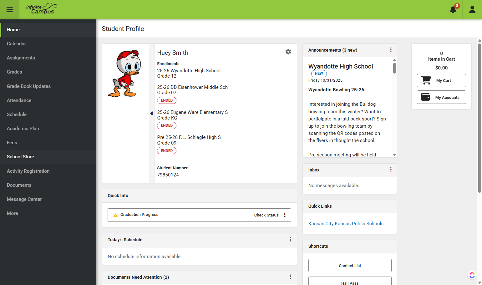 Click on School Store