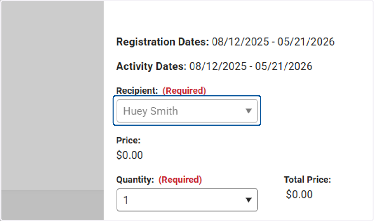 The recipient will automatically fill in your name since you are in your student profile