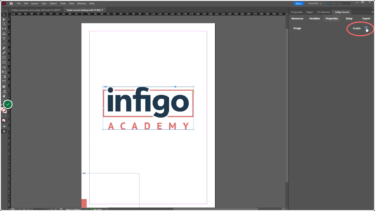 To make a field variable, click Enable whilst the field is selected on the canvas