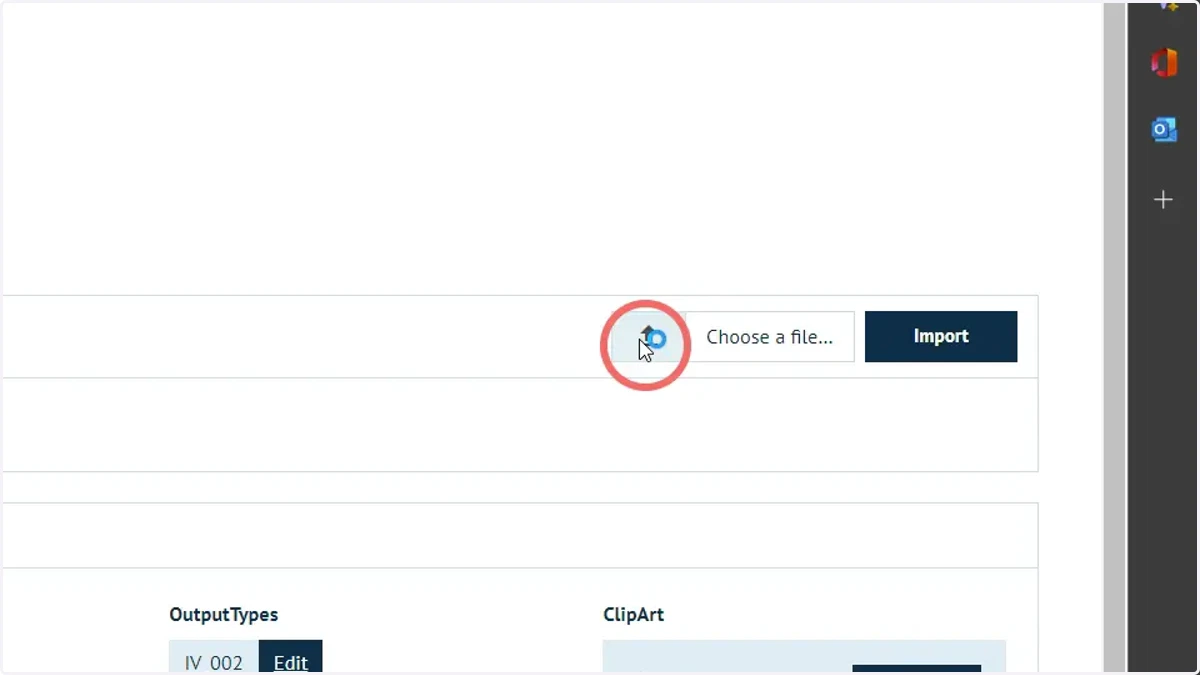Click the upload icon, select an MEX file then Import
