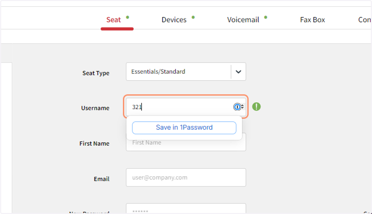 Enter the extension number you would like assigned to the seat
