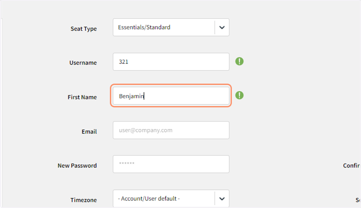 Type the users First Name
