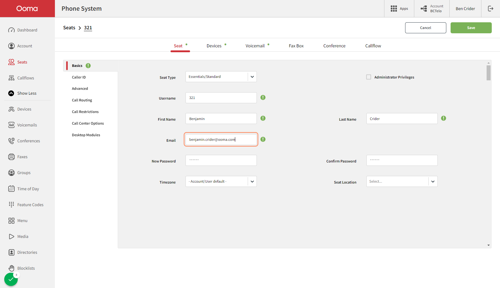 Type the users email address