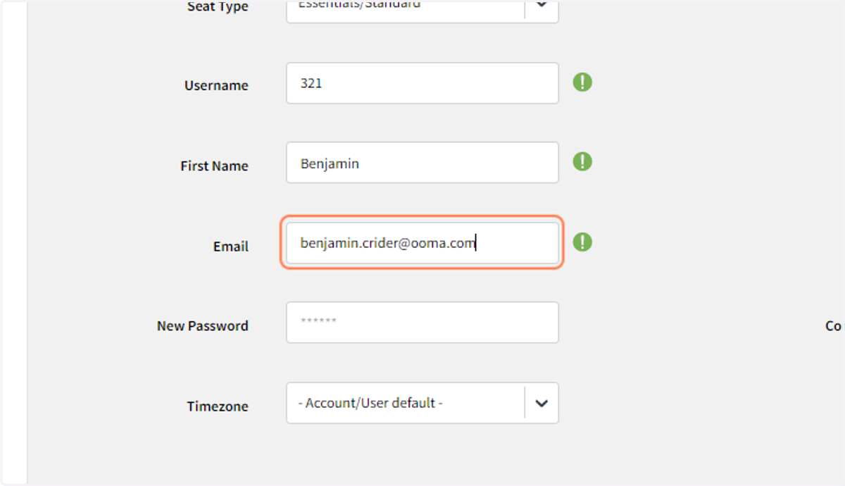 Type the users email address