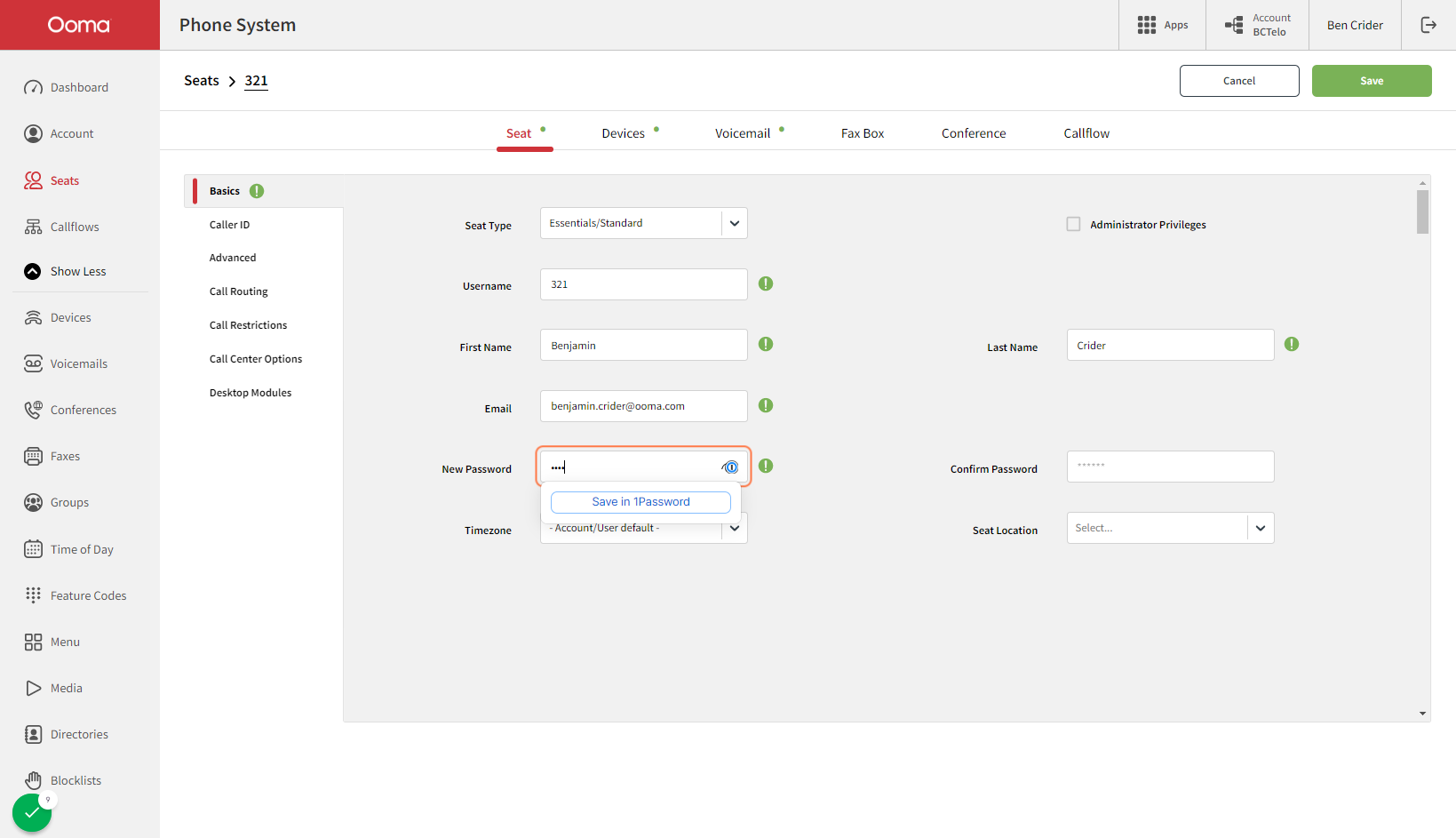 Enter the users voicemail PIN and confirm it