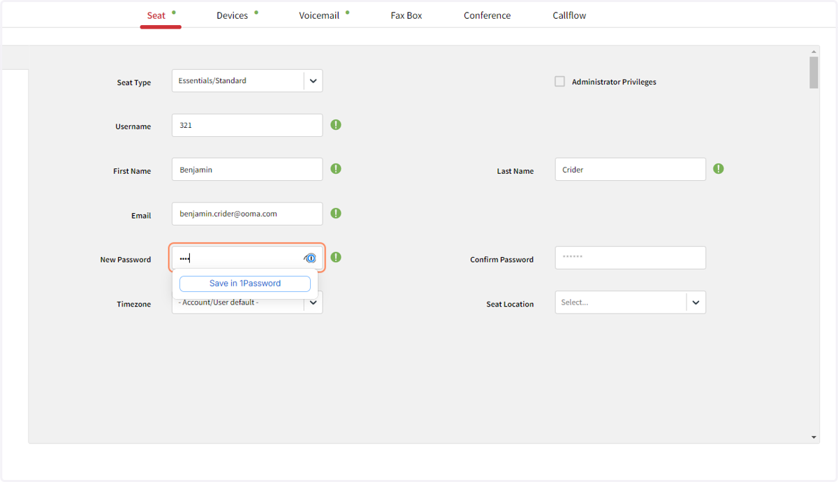 Enter the users voicemail PIN and confirm it