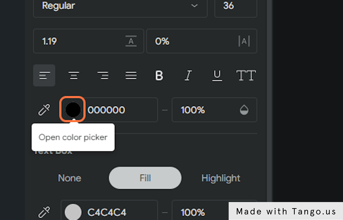 Click on Text color 文字顏色