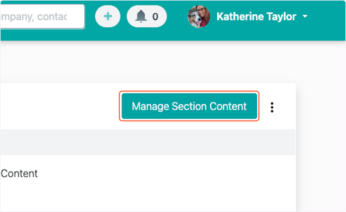 Click on Manage Section Content