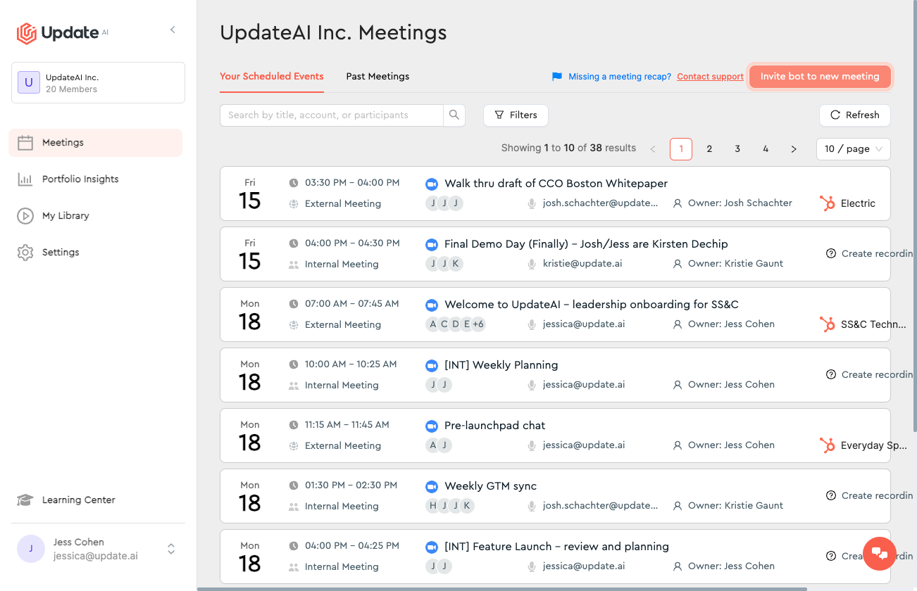 Click on Invite bot to new meeting.