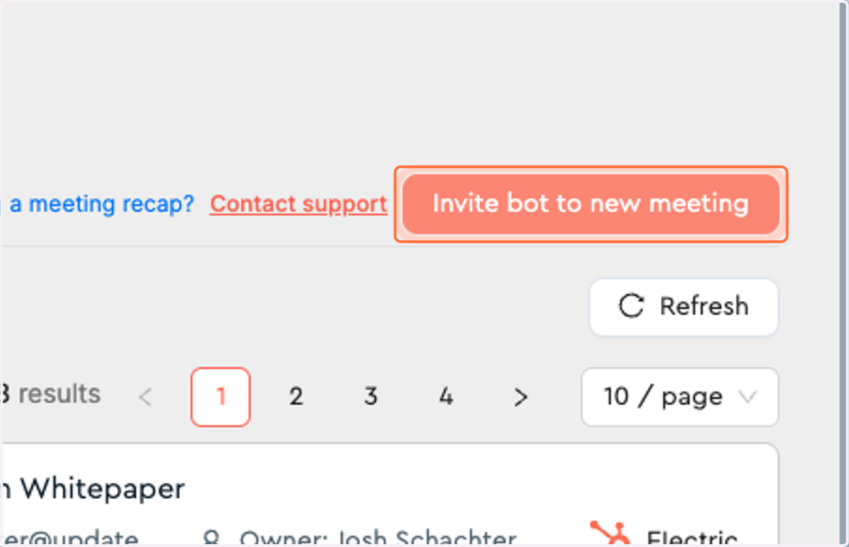 Click on Invite bot to new meeting.
