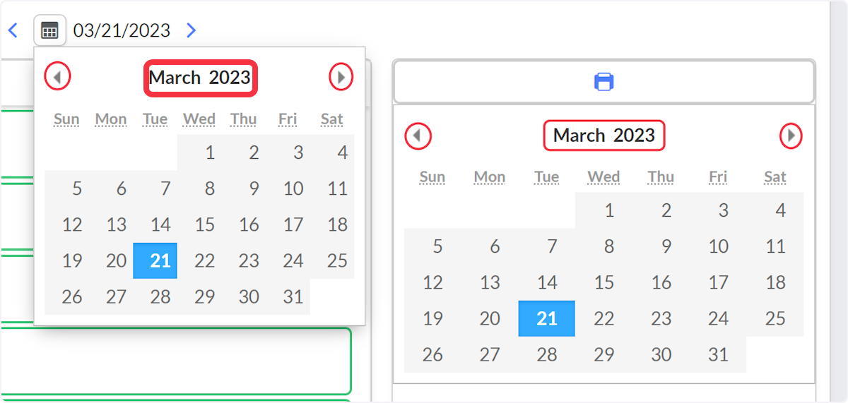 Using the calendar to search by day, month or year.