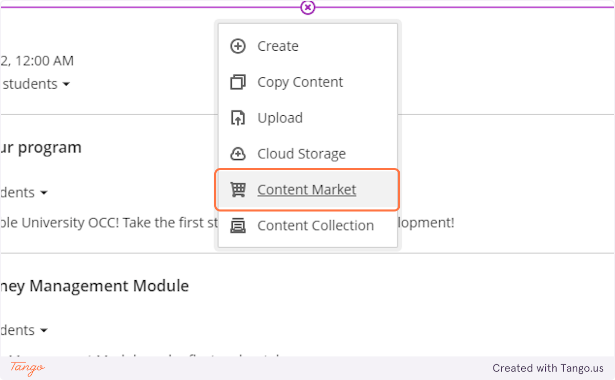 To access the Course Builder, select 'Content Market'.