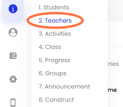 Klik 'Manage' dan kemudian 'Teachers'.