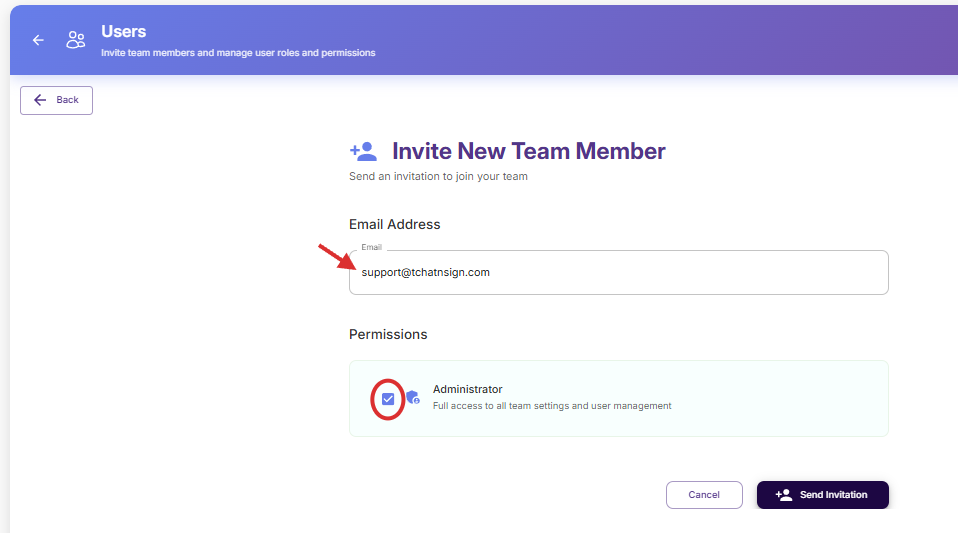 Click on Send Invitation