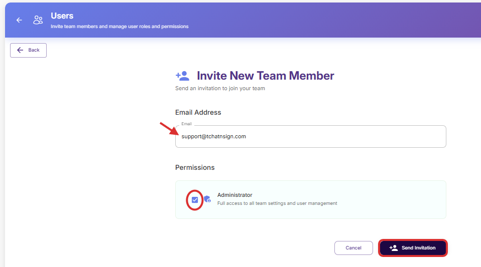 Click on Send Invitation