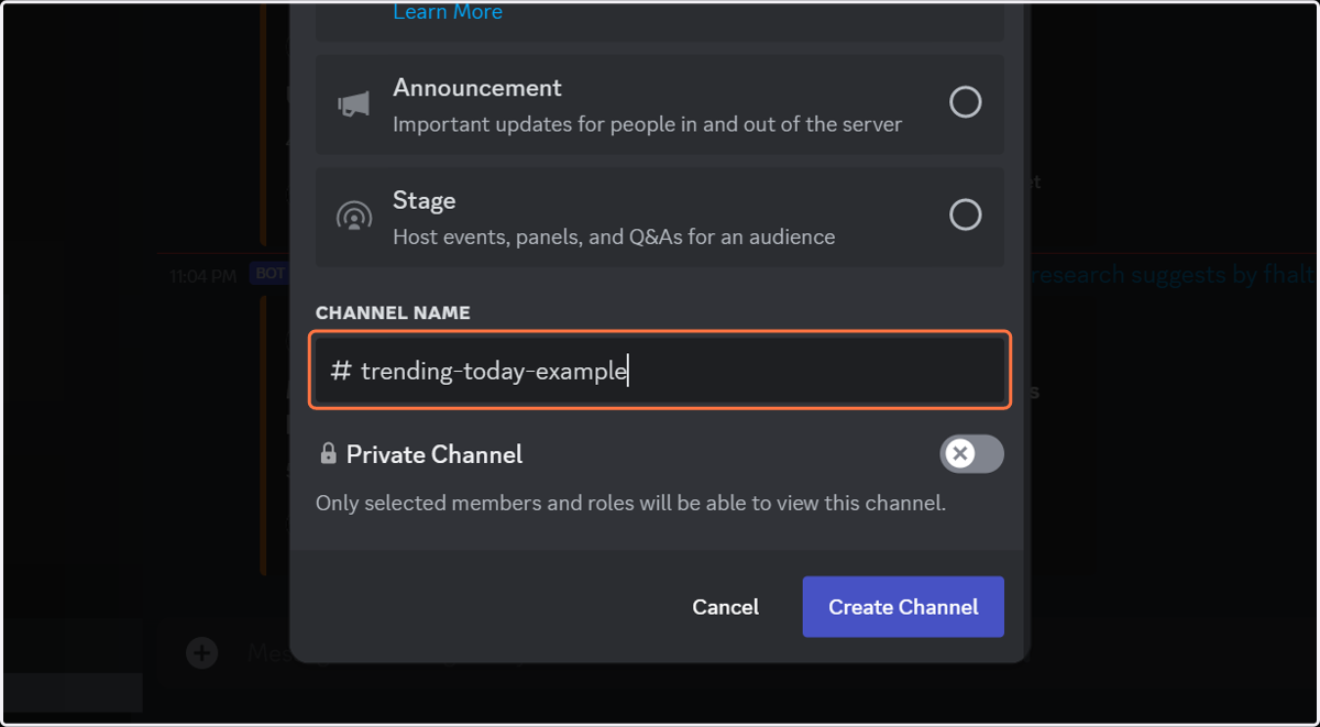 Type "trending-today-example"