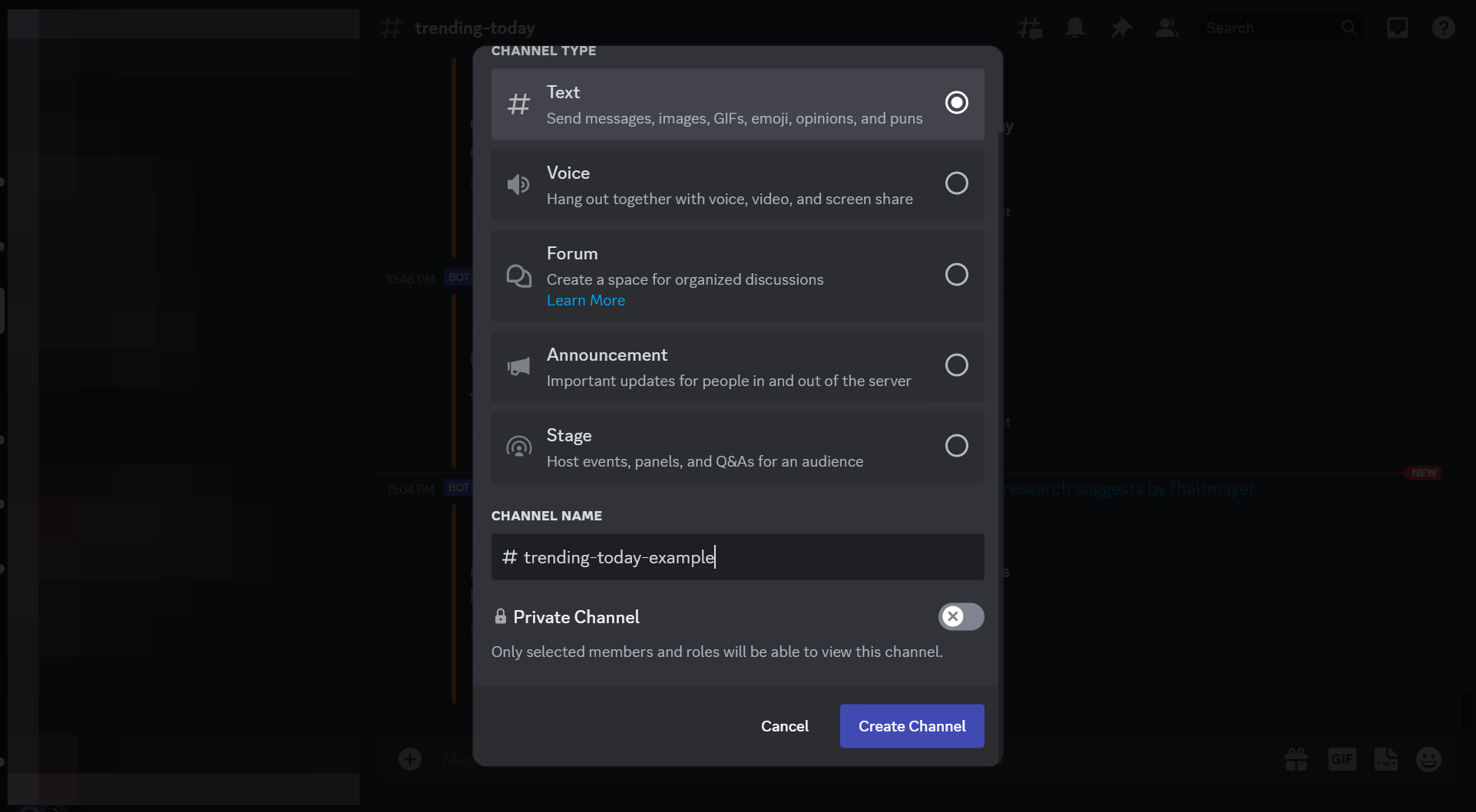 Click on Create Channel