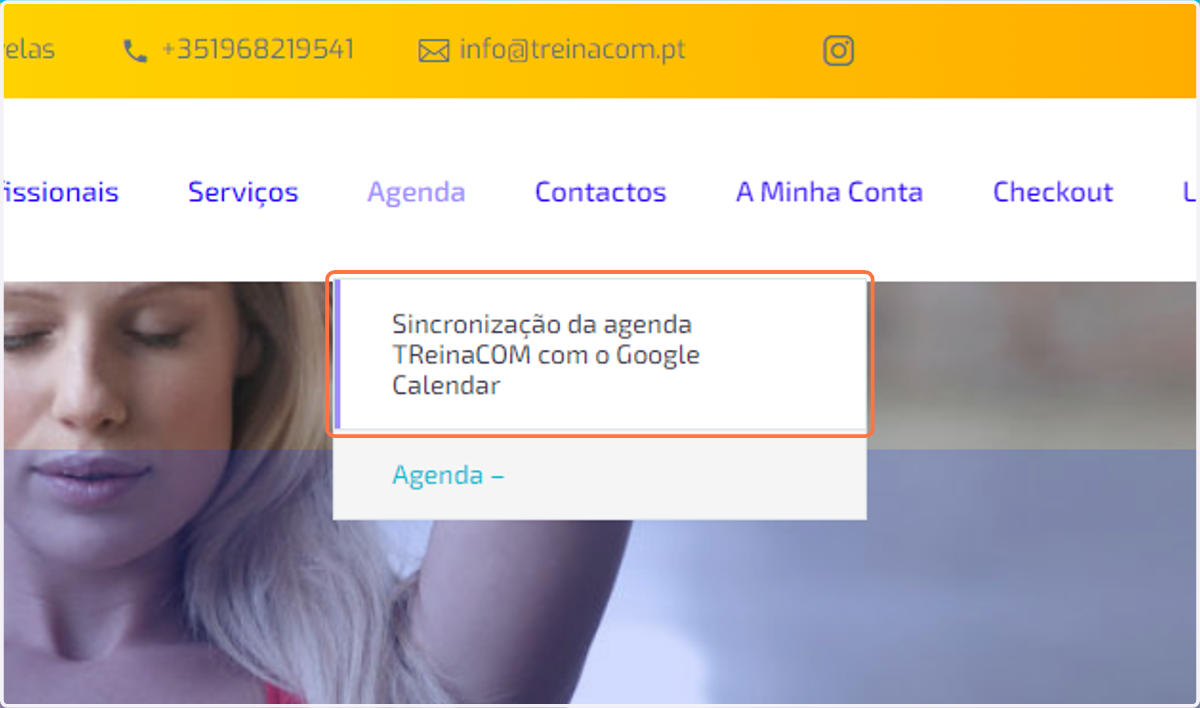 Clica em "Sincronização da agenda TReinaCOM com o Google Calendar"