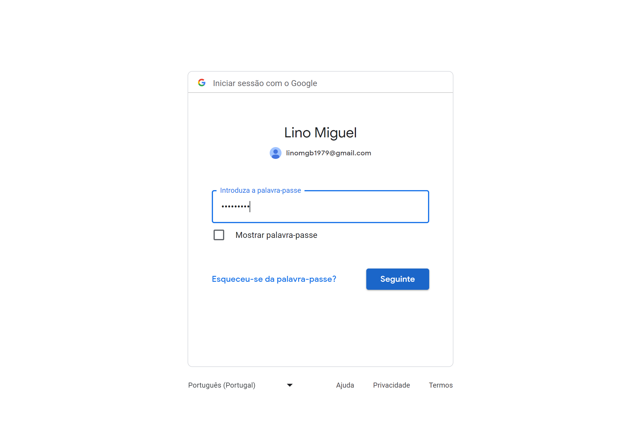 Clica em "Seguinte"