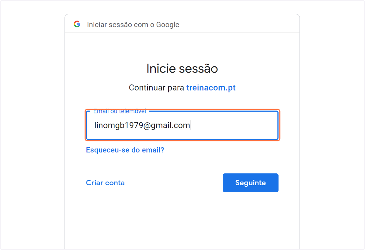 Insere o teu Email