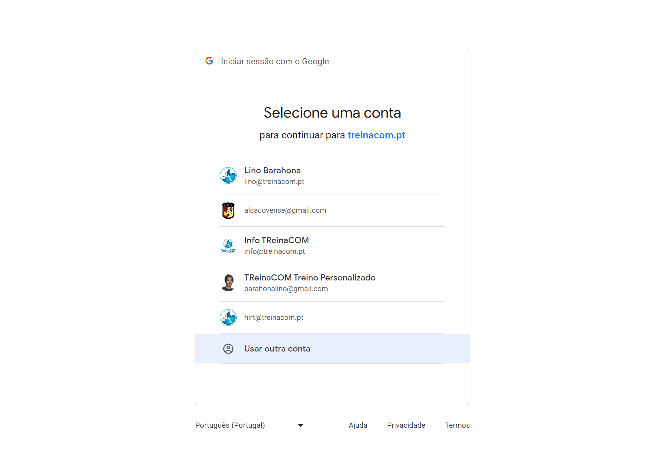 Seleciona o email que queres usar