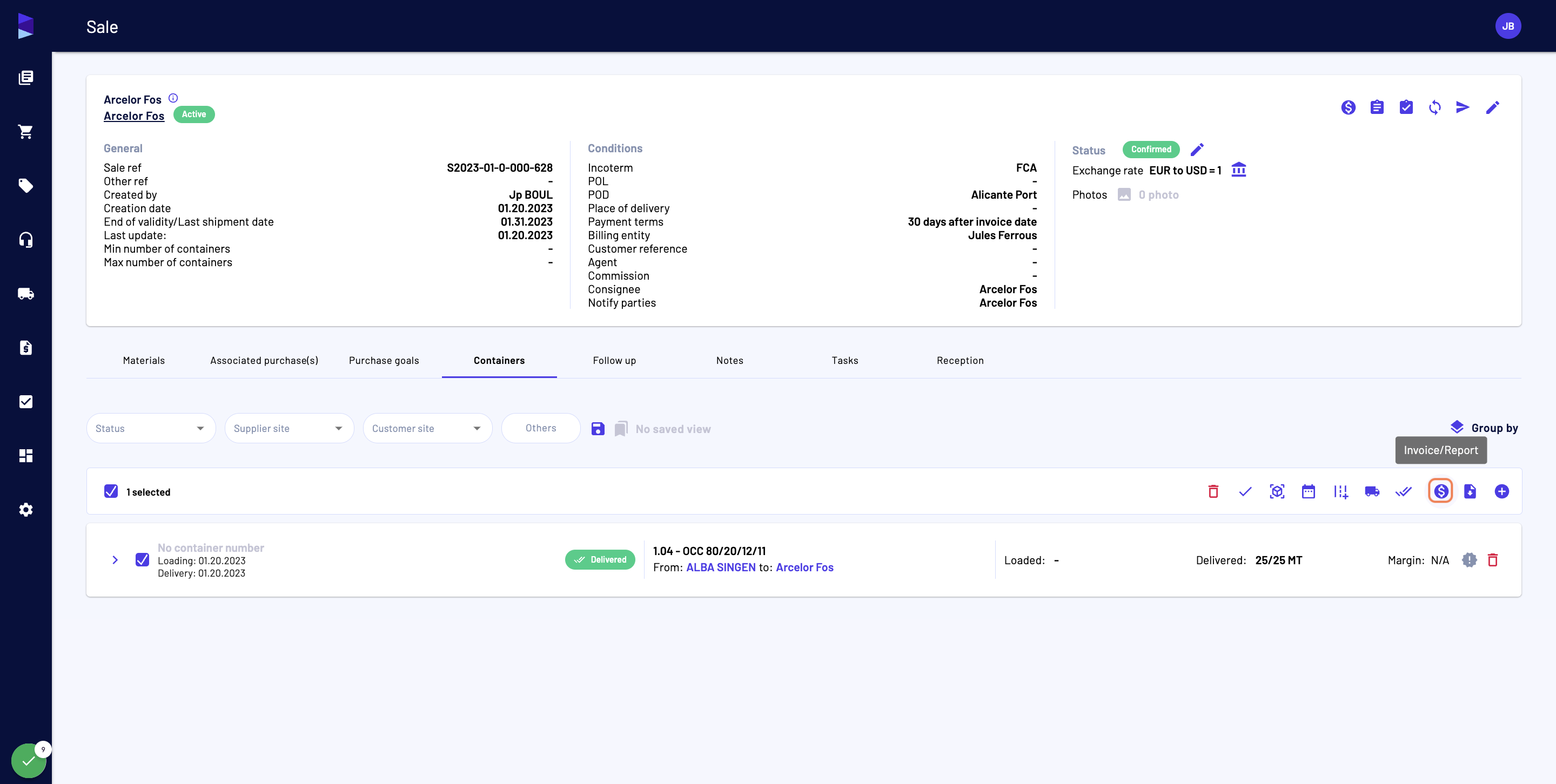 Click on "Invoice/Report"