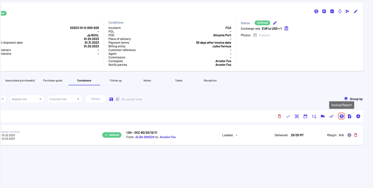 Click on "Invoice/Report"