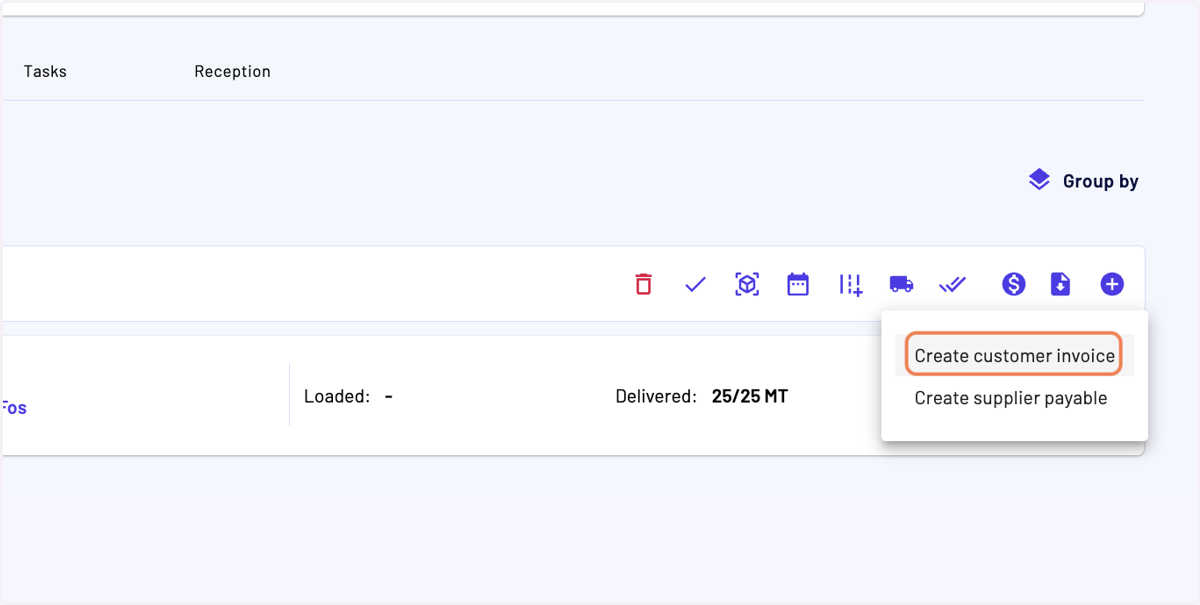 Click on "Create customer invoice"