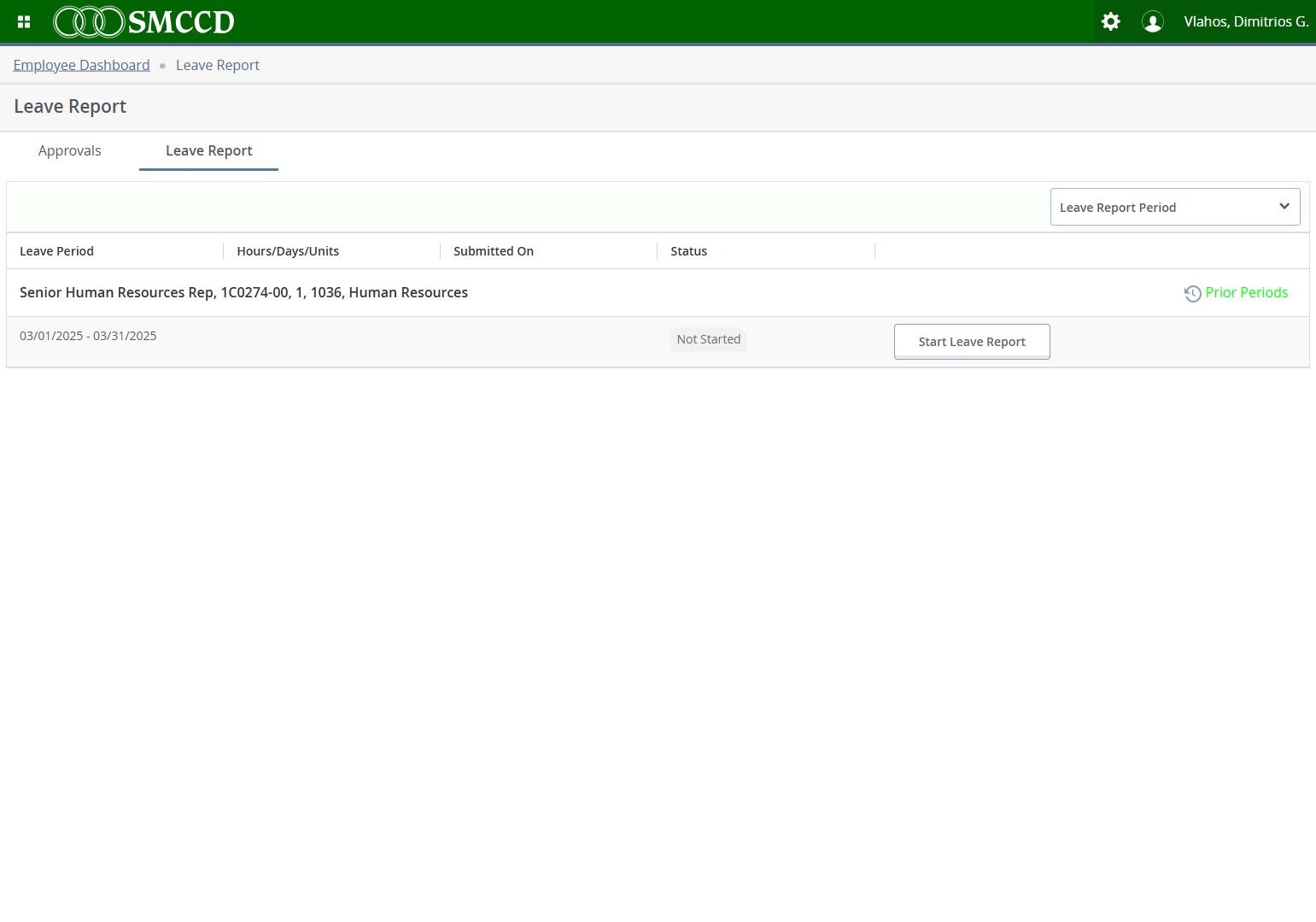 Click on Start Leave Report