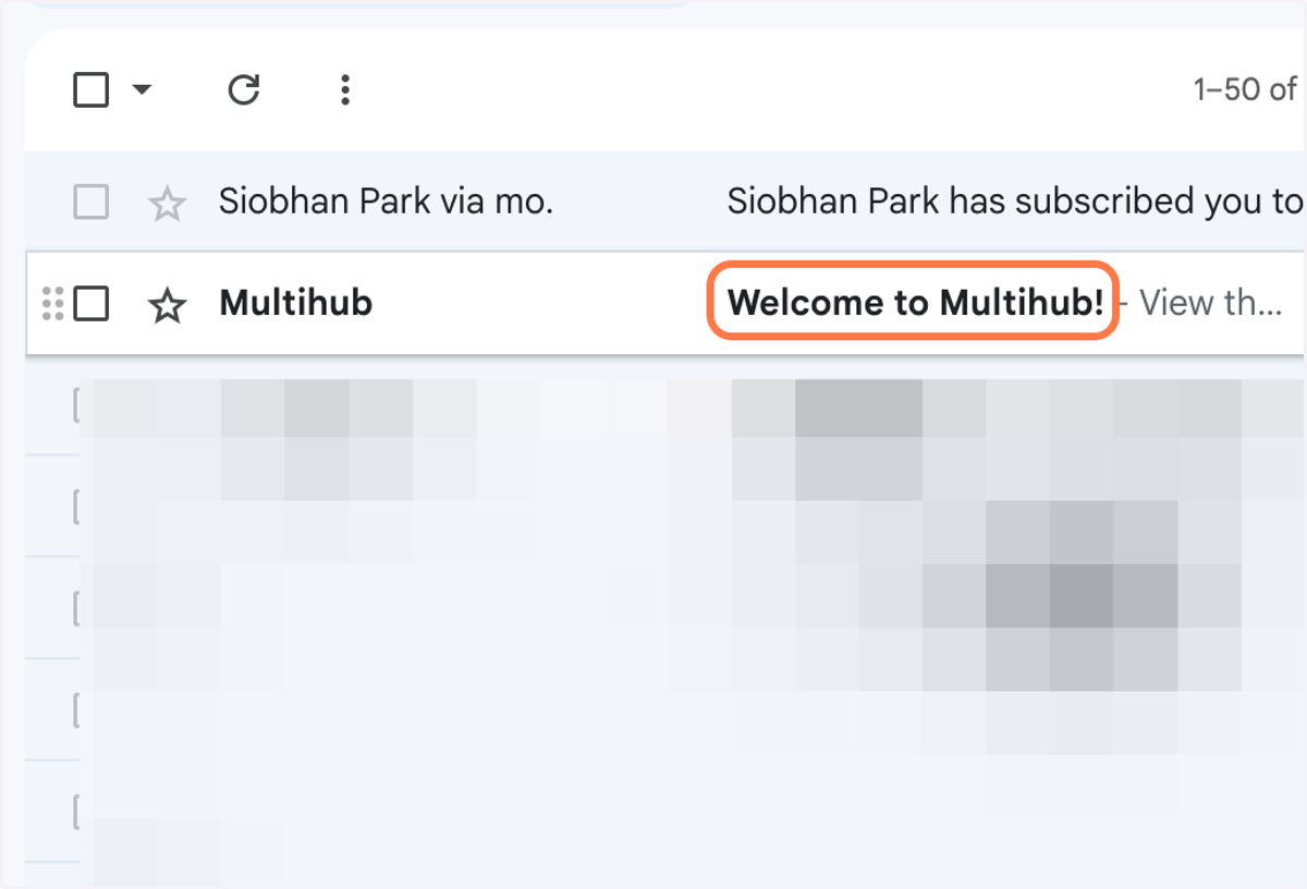 Click on the Welcome to Multihub! account invitation email