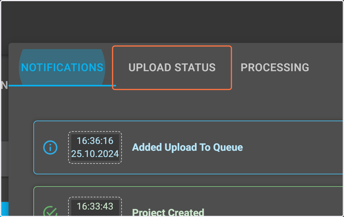Then go to the "Upload status" tab.