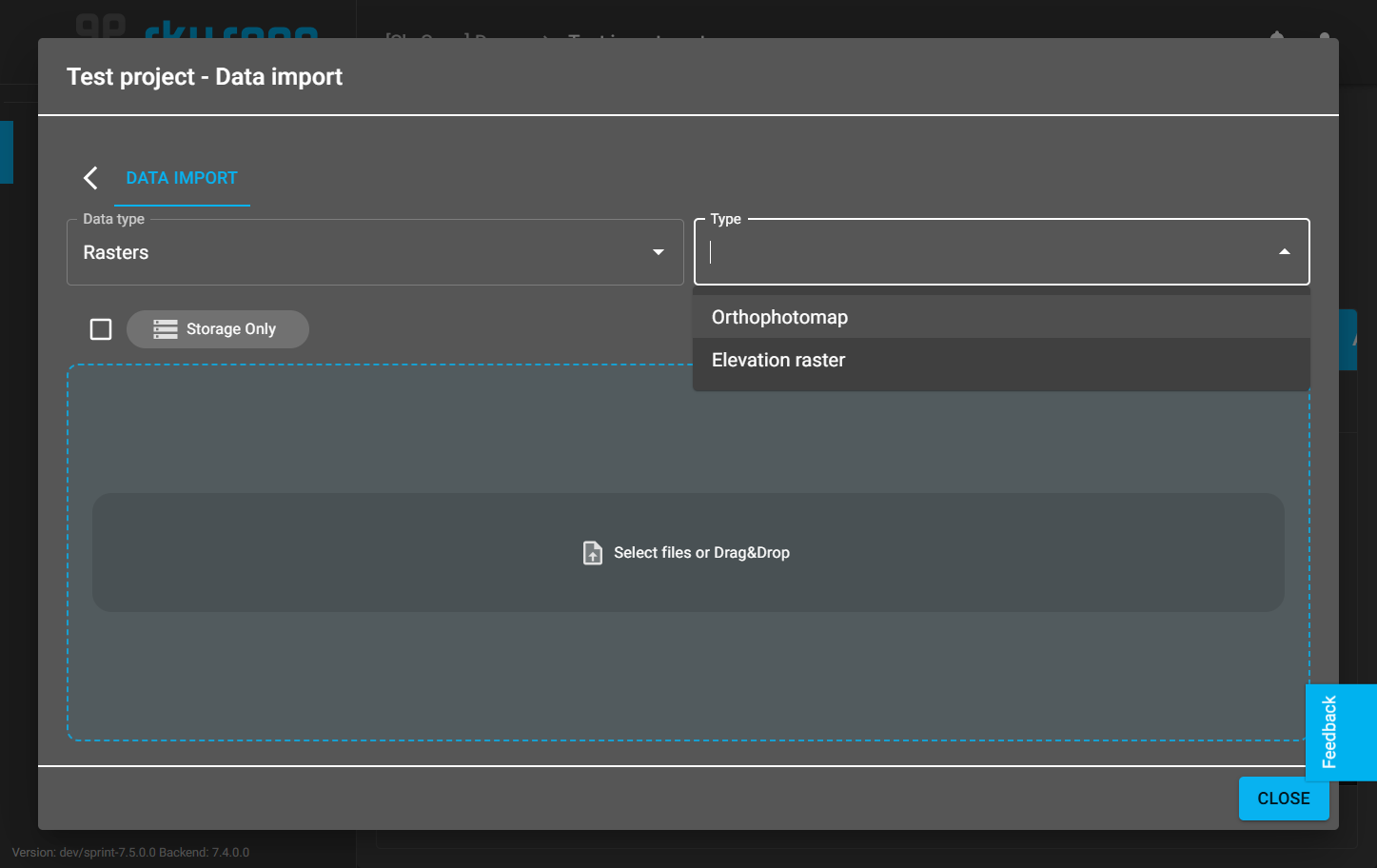 Then select the raster type as "Orthophotomap".