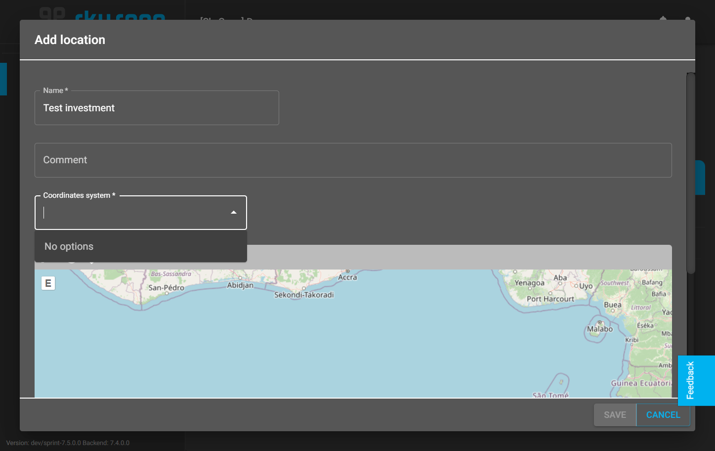 In the next step, you should select the site (location) coordinate system.