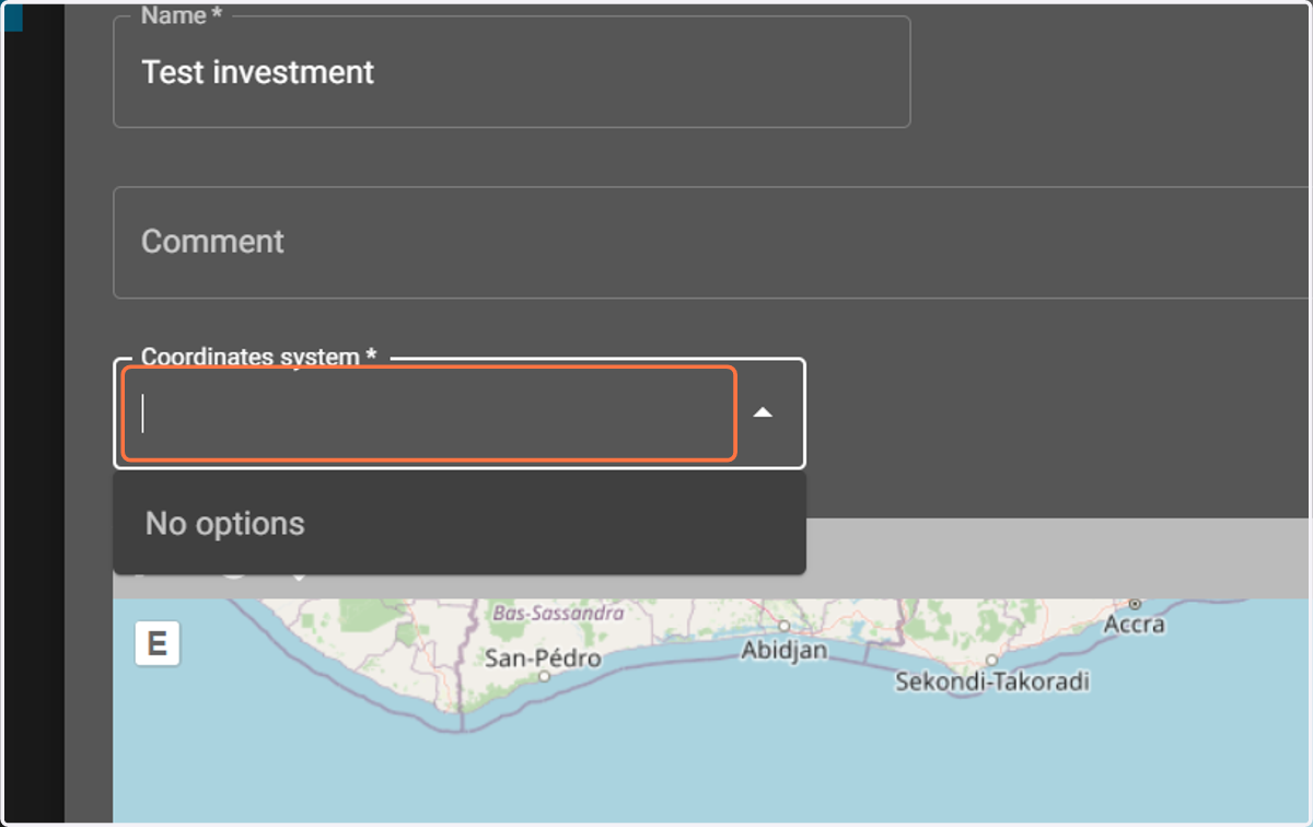 In the next step, you should select the site (location) coordinate system.
