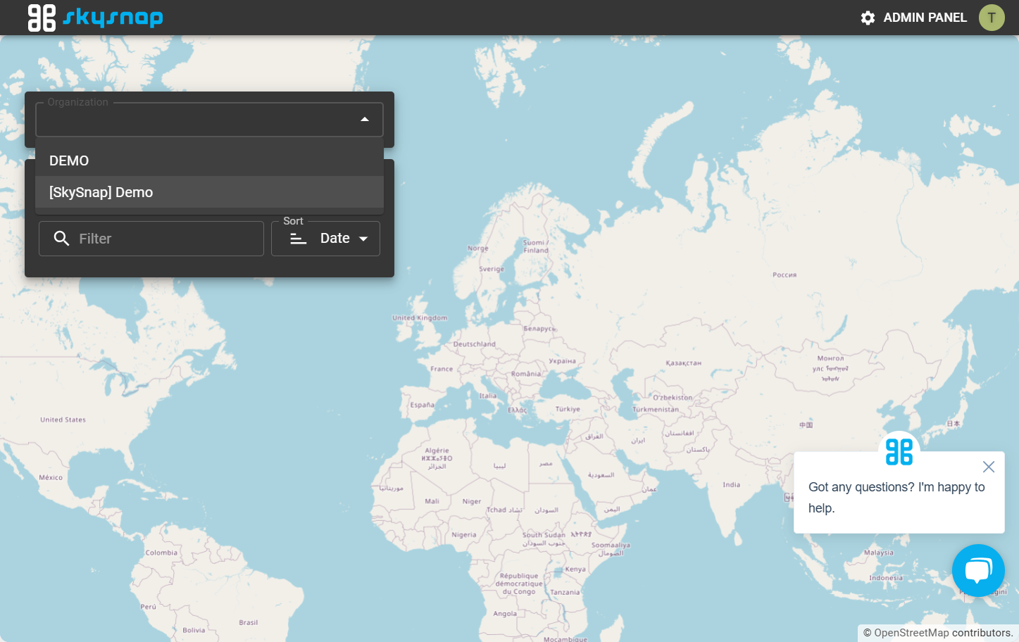 Select the organization with the name of your company from the drop-down list.