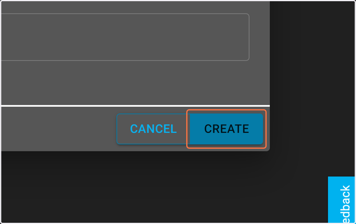 Select the "Create" button to confirm the project creation.