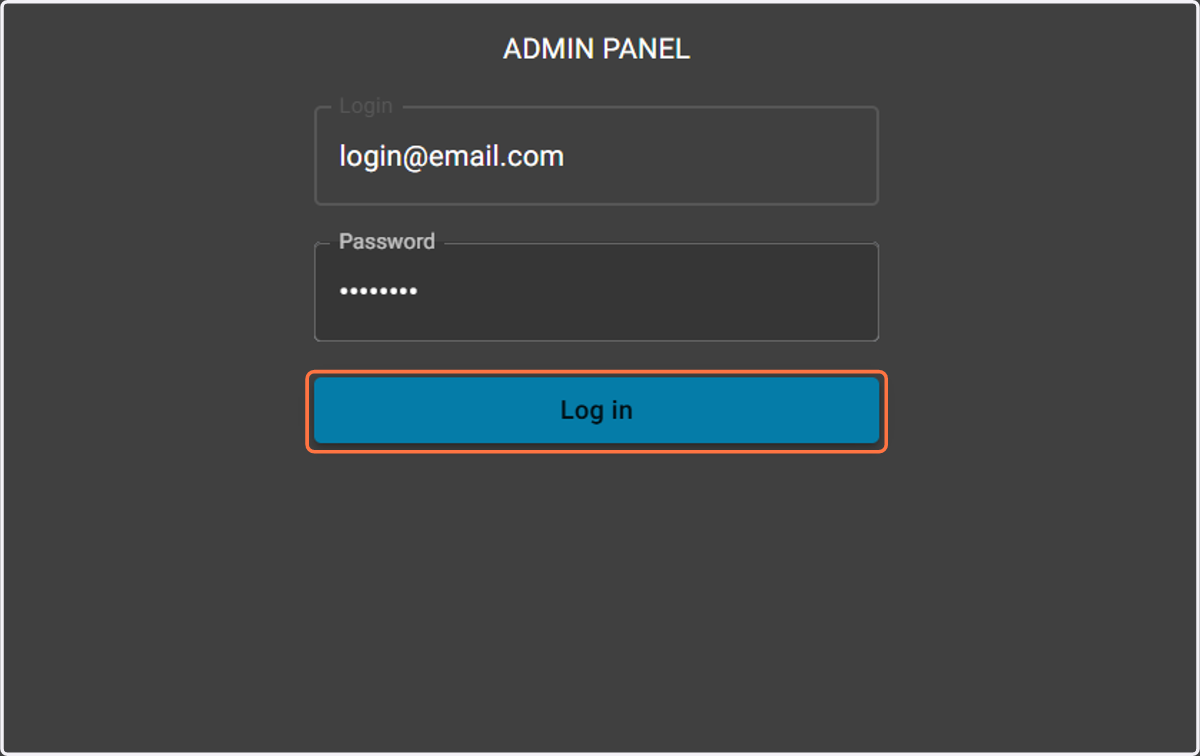 Then you need to log in to the Admin panel using the same login and password that you use to log in to the main system.