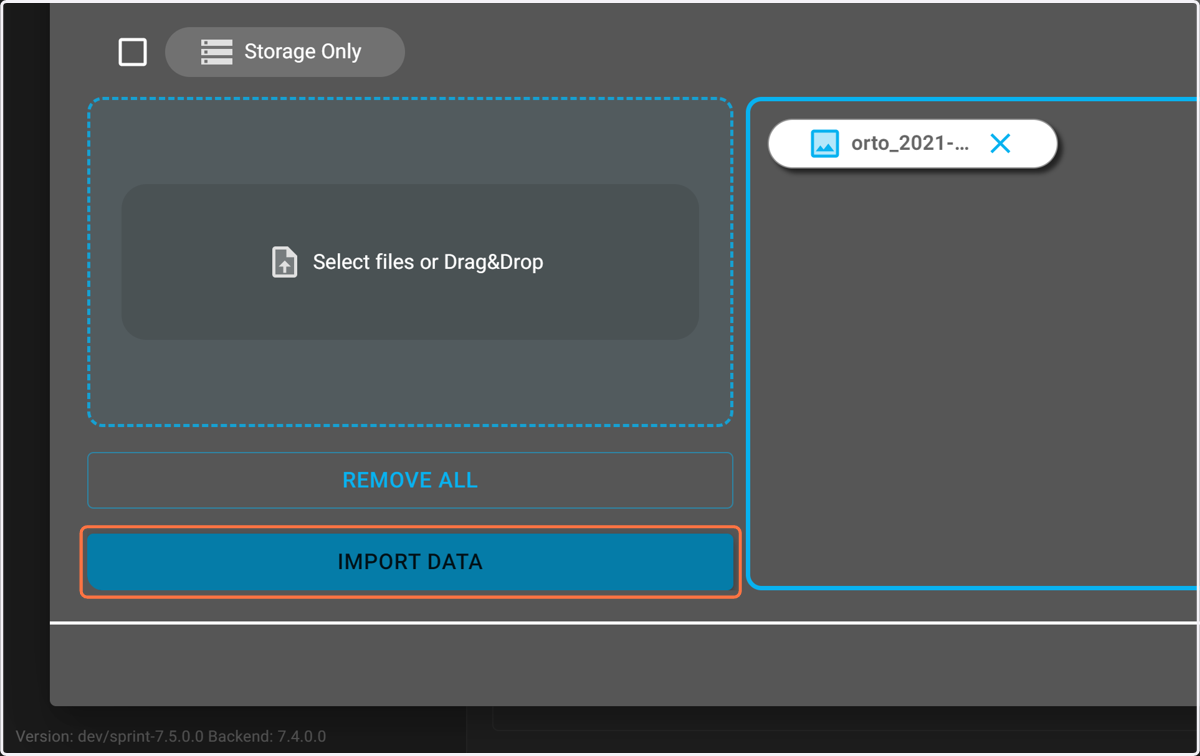 Then select the "IMPORT DATA" button.