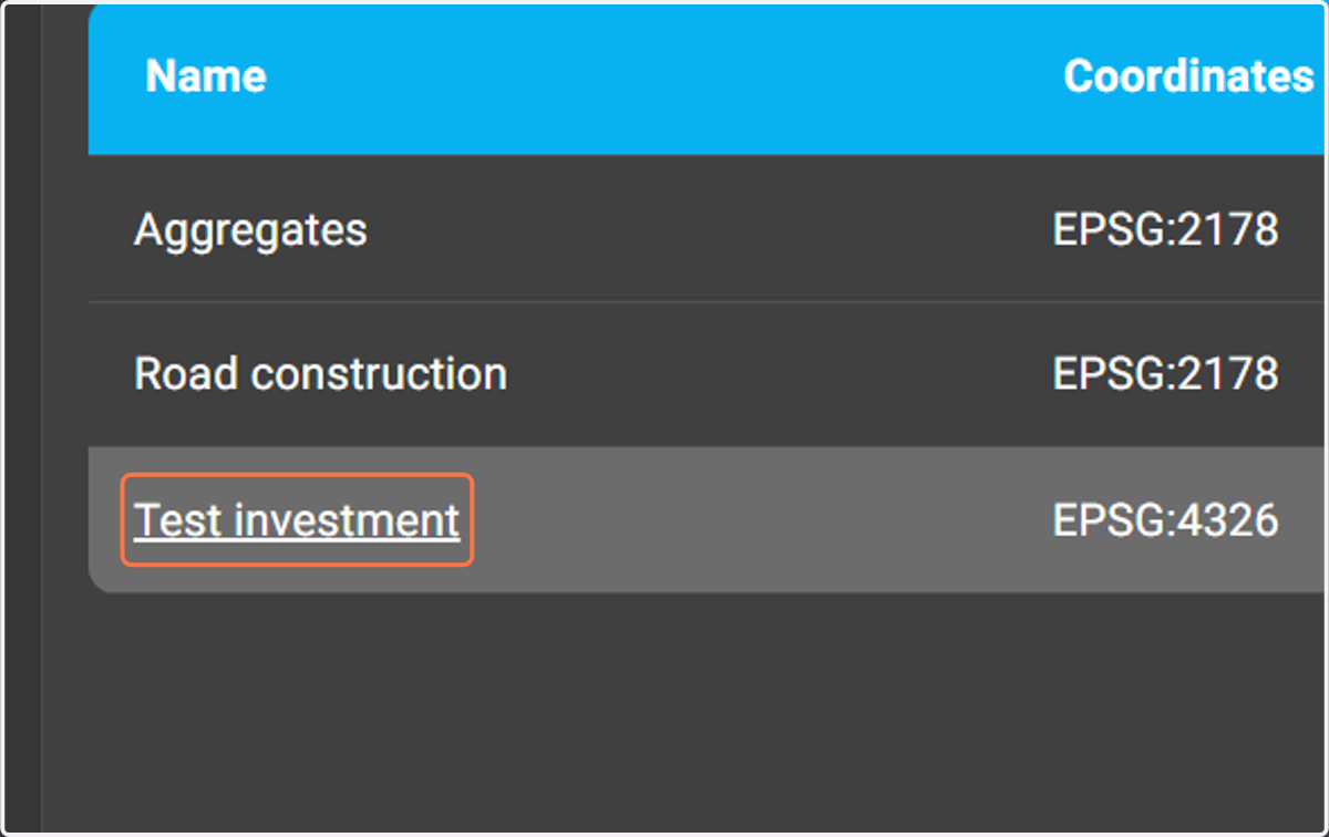 Once the site (location) is created, it appears on the list.