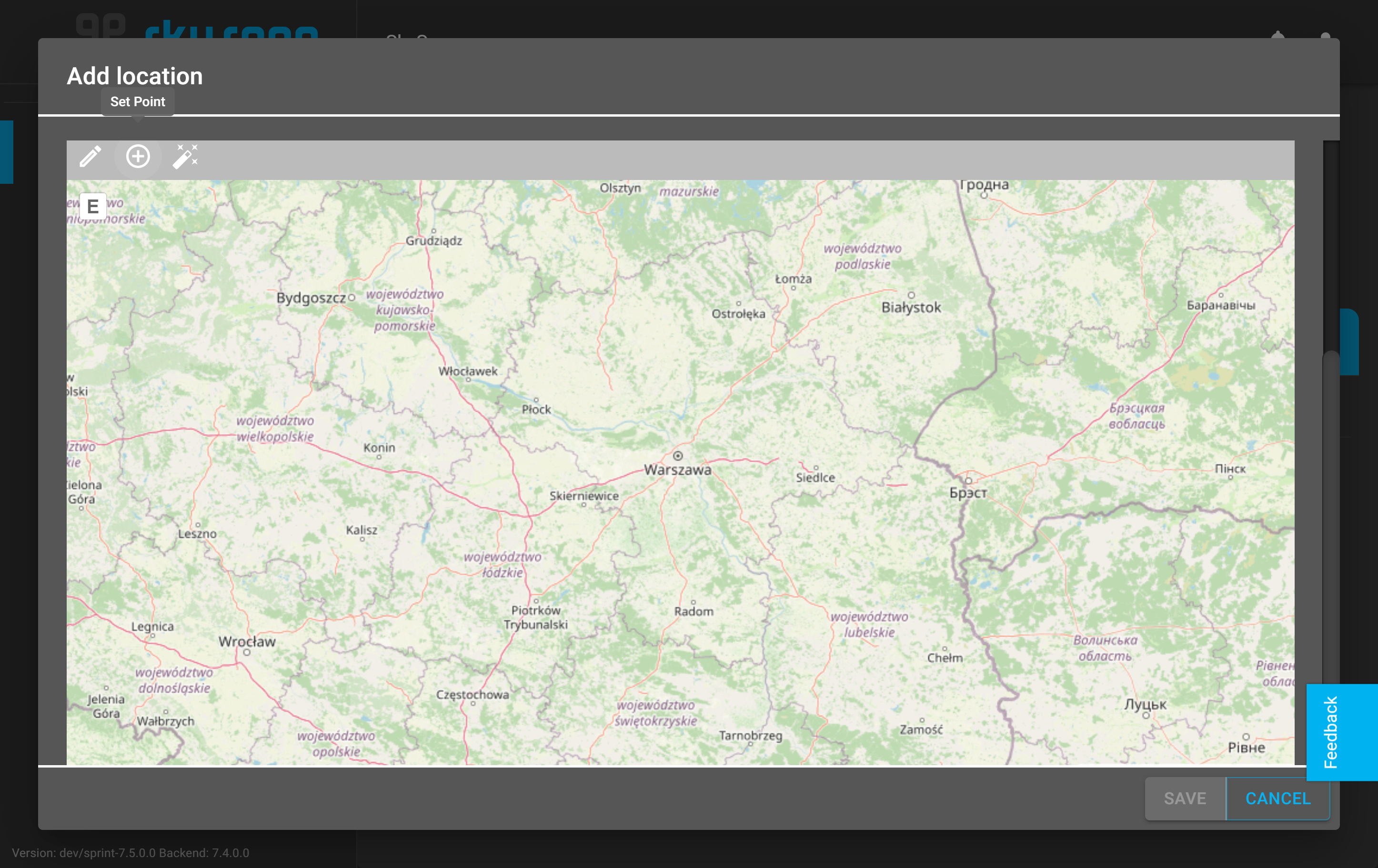 Set the site location on the map