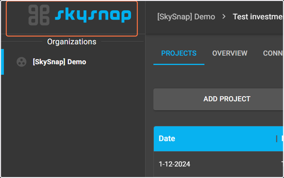 If the file upload is completed, you can go back to the main application view by clicking on the "SkySnap" logo in the upper left corner.