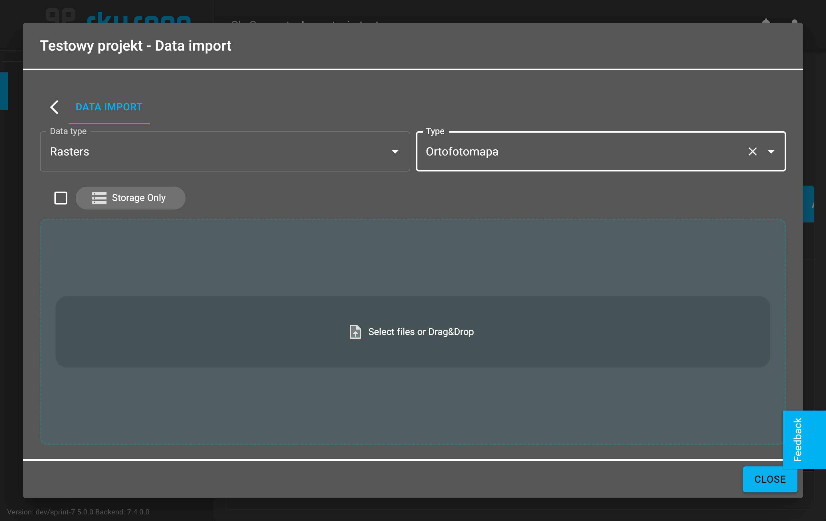 Uploading a file with an orthophotomap.